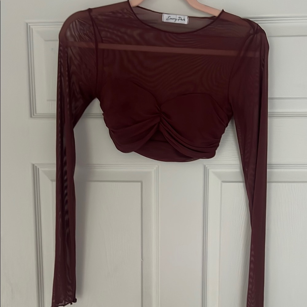Emory Park Red Ruched Crop Blouse